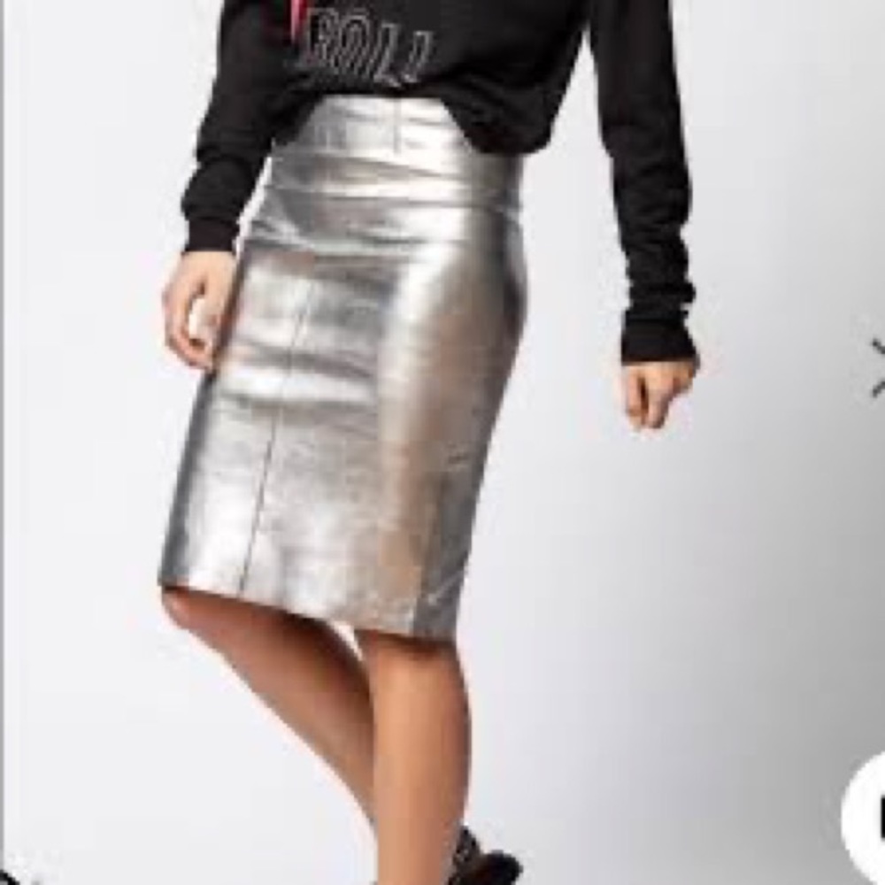 Silver pencil skirt